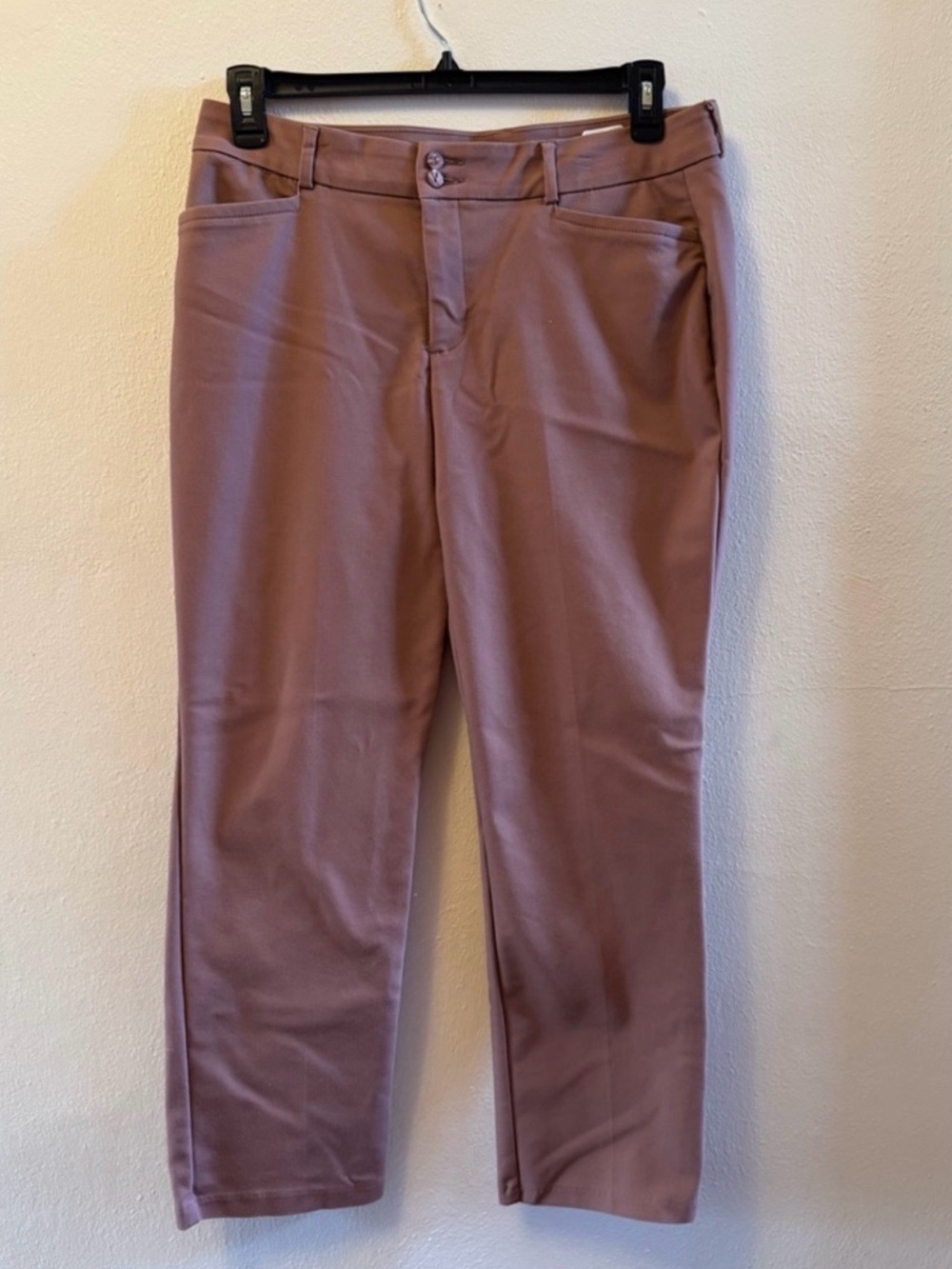 Lee Secretly Shapes Straight Leg Pants Size 14P Petite Dusty Rose Pink Mid Rise